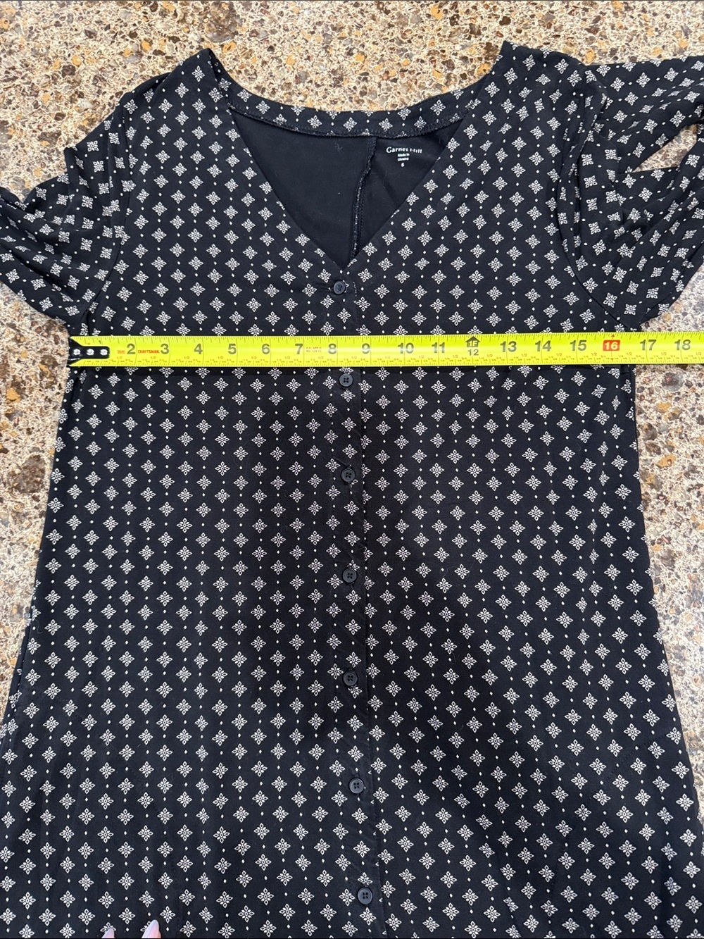 Garnet Hill black and white print modern Tencel button shirt dress S - Picture 8 of 8